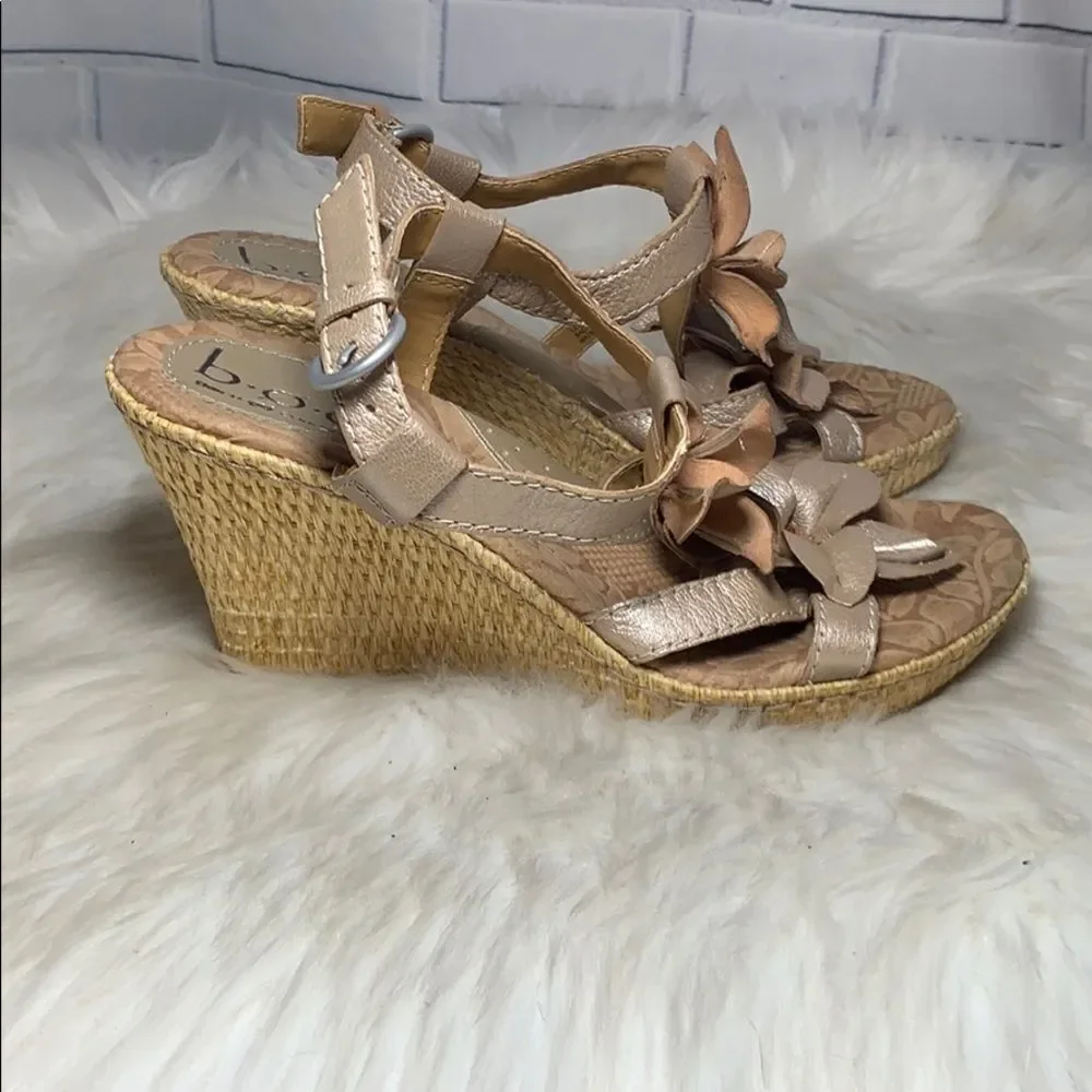 Born Gold Leather Slingback‎ Espadrilles Sz 6